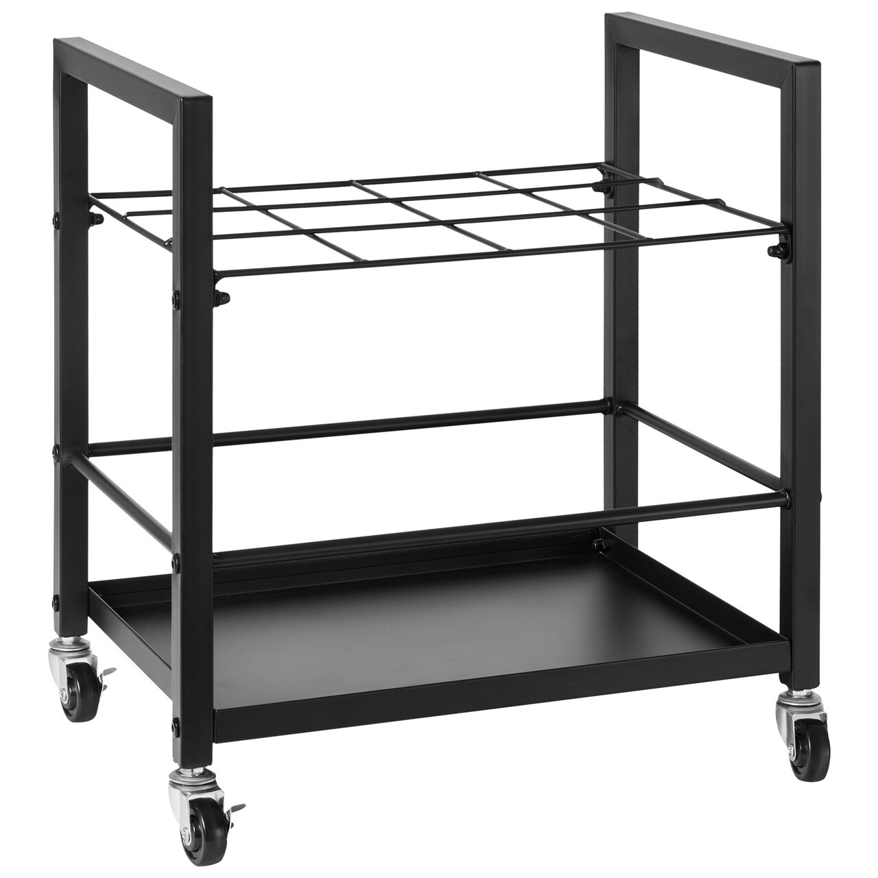 Black Metal Mobile Blueprint Storage Rack with Slots & Casters